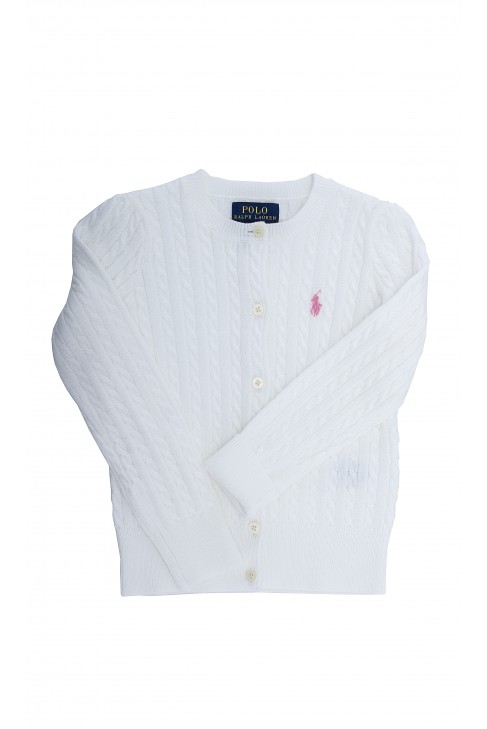 Biały sweter dziewczęcy, Polo Ralph Lauren Biały sweter dziewczęcy, Polo Ralph Lauren