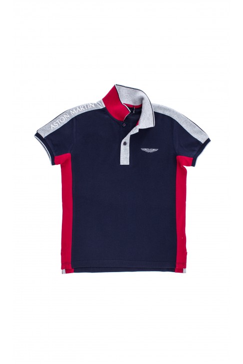 Navy blue polo shirt with a grey collar, Aston Martin Navy blue polo shirt with a grey collar, Aston Martin
