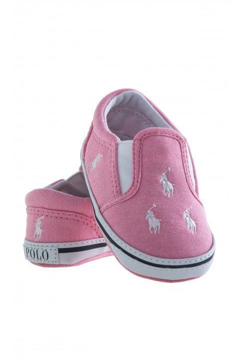 Pink linen baby shoes, Ralph Lauren Pink linen baby shoes, Ralph Lauren