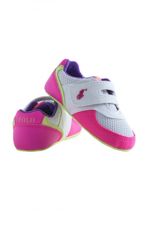 White-and-pink baby shoes, Ralph Lauren White-and-pink baby shoes, Ralph Lauren