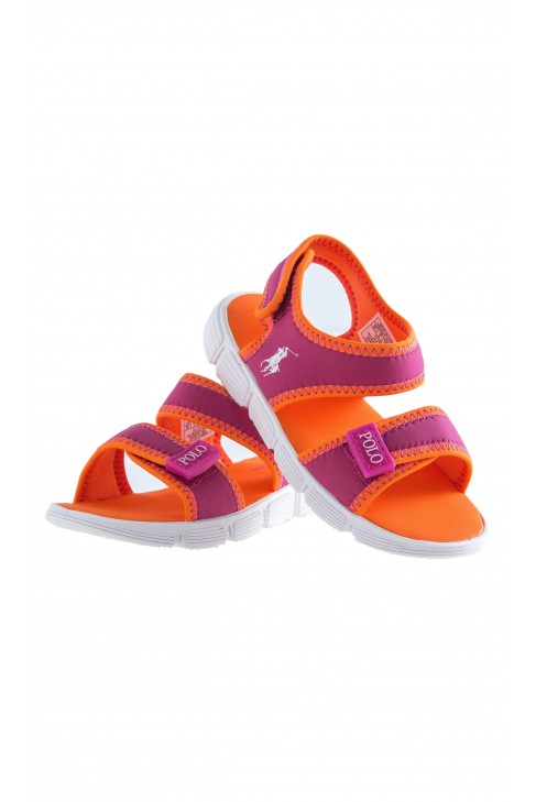 Sandałki pomarańczowe na rzepy, Polo Ralph Lauren