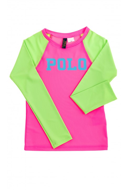 Różowo-zielony t-shirt dziewczęcy, Polo Ralph Lauren Różowo-zielony t-shirt dziewczęcy, Polo Ralph Lauren