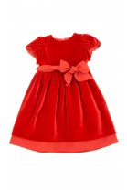 Sukienka welurowa z krótkim rękawem - czerwona, Mariella Ferrari