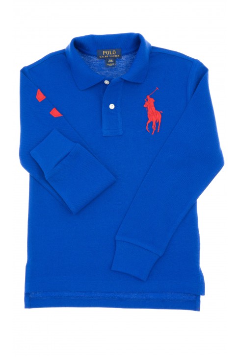 Szafirowe polo chłopięce z długim rękawem, Polo Ralph Lauren Szafirowe polo chłopięce z długim rękawem, Polo Ralph Lauren