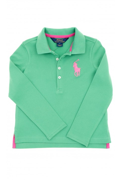 Zielone polo dziewczęce z długim rękawem, Polo Ralph Lauren Zielone polo dziewczęce z długim rękawem, Polo Ralph Lauren