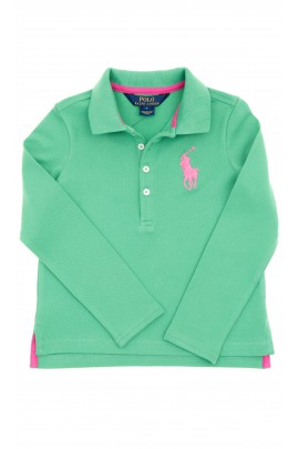 Zielone polo dziewczęce z długim rękawem, Polo Ralph Lauren