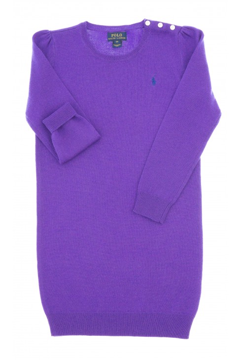  Robe violette en laine, manche longue, Polo Ralph Lauren