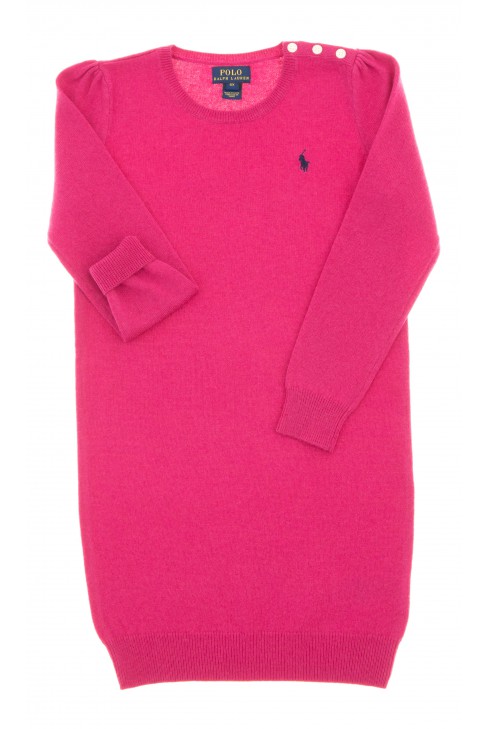 Robe rose en laine, manche longue, Polo Ralph Lauren