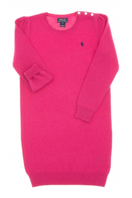 Różowa sukienka wełniana z długim rękawem, Polo Ralph Lauren