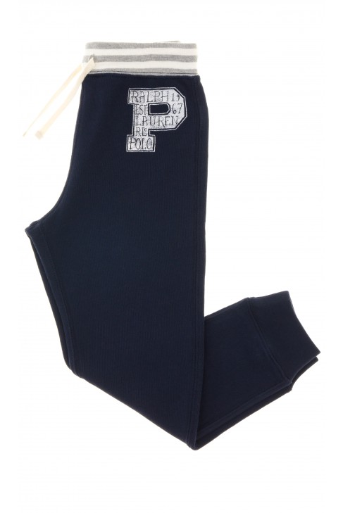 Granatowe spodnie dresowe z białym sznurkiem w pasie, Polo Ralph Lauren Granatowe spodnie dresowe z białym sznurkiem w pasie, Polo Ralph Lauren