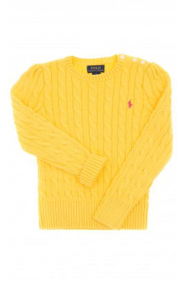 Żółty sweter, ścieg warkoczowy, Polo Ralph Lauren