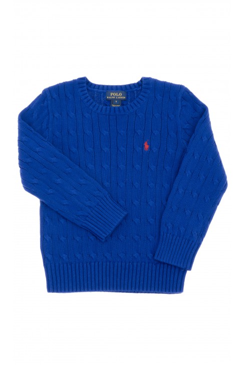 Szafirowy sweter, okrągły pod szyją, Polo Ralph Lauren Szafirowy sweter, okrągły pod szyją, Polo Ralph Lauren