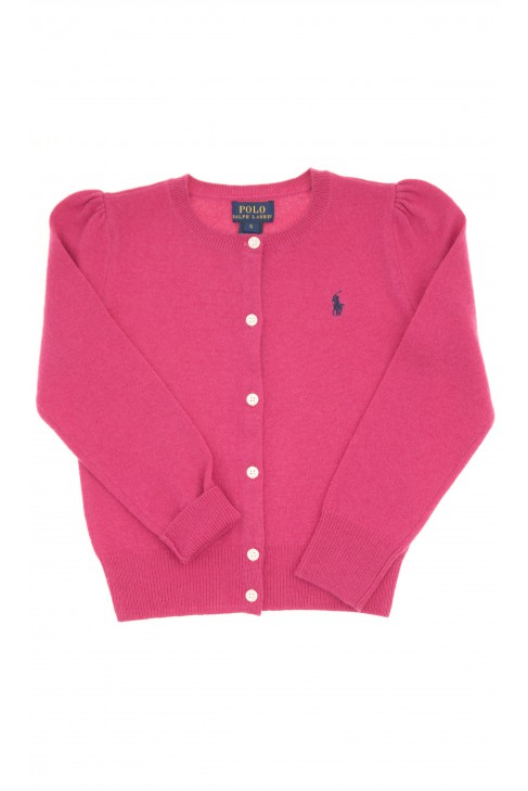 Ciemno różowy sweter dziewczęcy rozpinany, Polo Ralph Lauren 