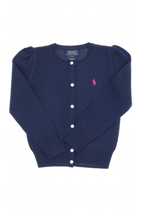  Pull fille bleu marine boutonné, Polo Ralph Lauren