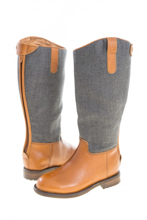 Bottes fille style cavalières gris marron, Polo Ralph Lauren