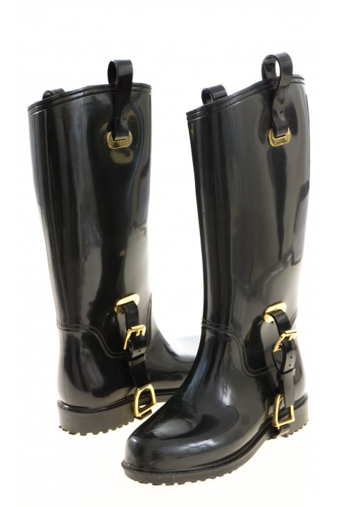 Bottes noires en caoutchouc doublées, Polo Ralph Lauren