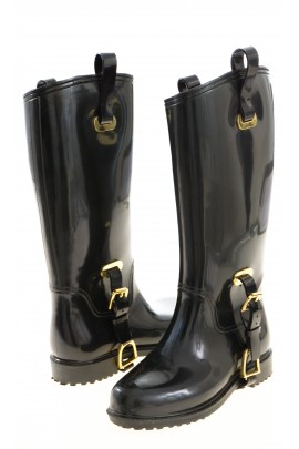 Bottes noires en caoutchouc doublées, Polo Ralph Lauren