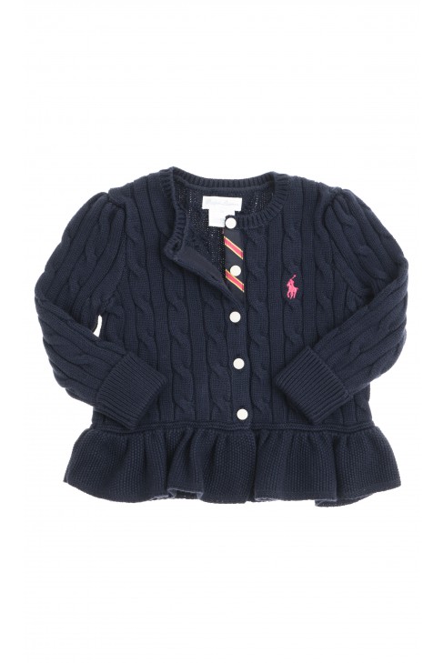 Cardigan bleu marine avec volant, Polo Ralph Lauren