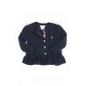Granatowy sweterek rozpinany z falbanką, Polo Ralph Lauren