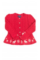 Czerwony sweter we wzory z falbanką, Polo Ralph Lauren