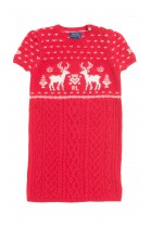 Czerwona sukienka we wzory świąteczne, Polo Ralph Lauren