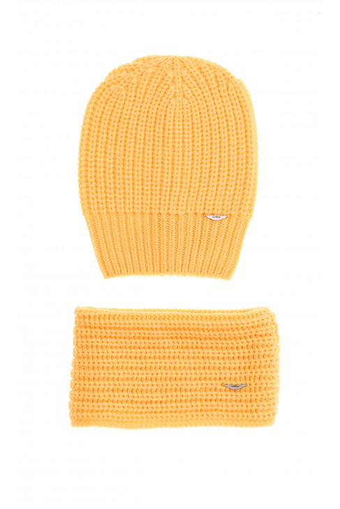 Żółty komplet czapka z szalikiem, Aston Martin