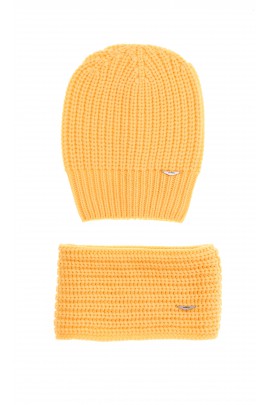 Ensemble bonnet écharpe en laine jaune, Aston Martin