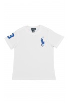 Tee-shirt blanc avec poney bleu saphir , Polo Ralph Lauren
