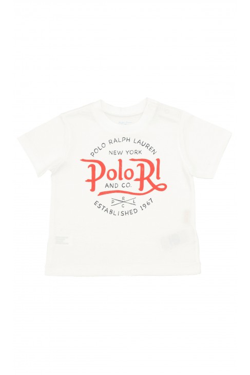 Biały t-shirt z czerwonym napisem, Polo Ralph Lauren Biały t-shirt z czerwonym napisem, Polo Ralph Lauren