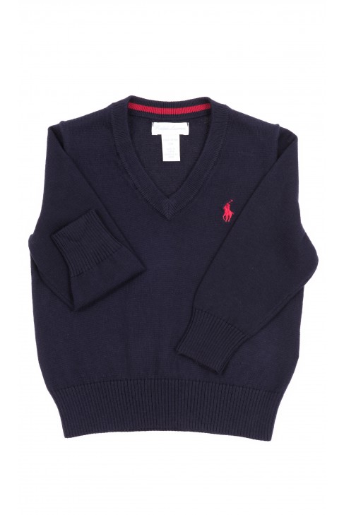 Pull bleu marine avec col V, Polo Ralph Lauren