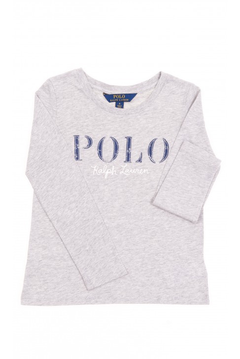 Szary t-shirt dziewczęcy na długi rękaw, Polo Ralph Lauren