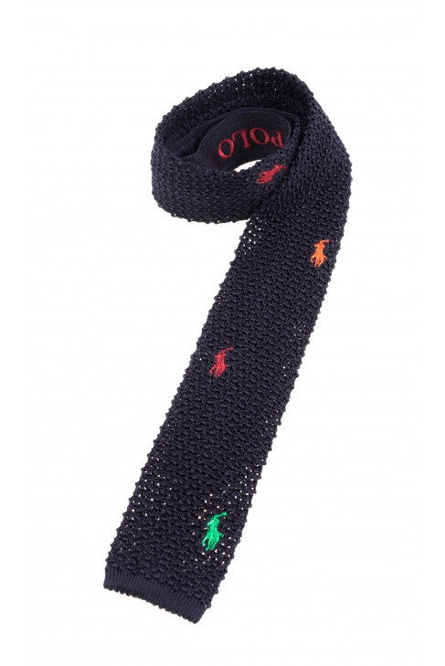 Granatowy krawat w kolorowe koniki, Polo Ralph Lauren
