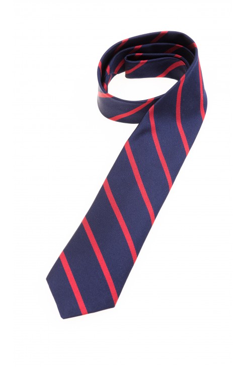 Granatowy krawat w czerwone ukośne paski, Polo Ralph Lauren Granatowy krawat w czerwone ukośne paski, Polo Ralph Lauren