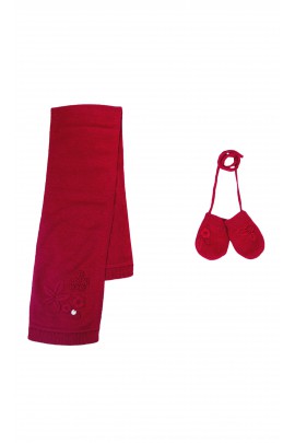 Ensemble rouge: echarpe et gants, Tartine et Chocolat              