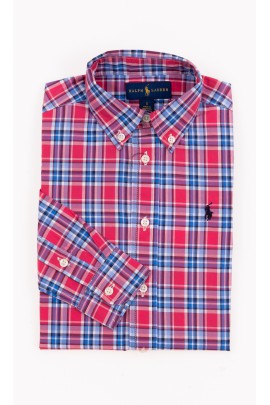 Koszula chłopięca w różowo-niebieską kratkę, Polo Ralph Lauren
