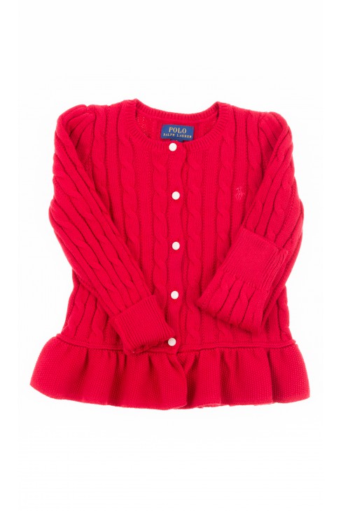 Czerwony sweter dziewczęcy rozpinany, Polo Ralph Lauren