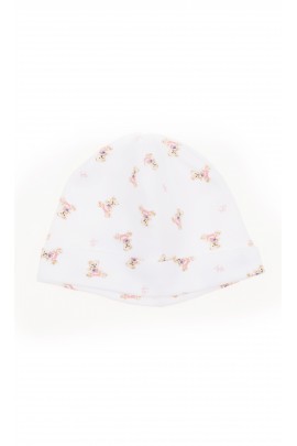 Bonnet blanc pour bébé avec un motif des oursons roses, Polo Ralph Lauren