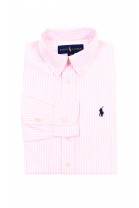 Koszula chłopięca w biało-różowe pionowe paski, Polo Ralph Lauren