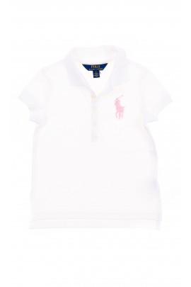 Polo blanc avec un cheval rose pour fille, Polo Ralph Lauren