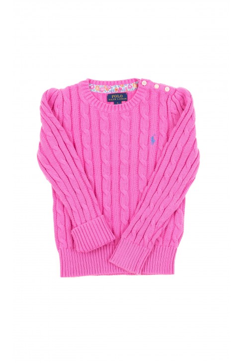 Różowy sweter dziewczęcy pod szyję, Polo Ralph Lauren
