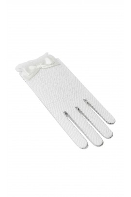 Białe ażurowe rękawiczki dziewczęce, Aletta