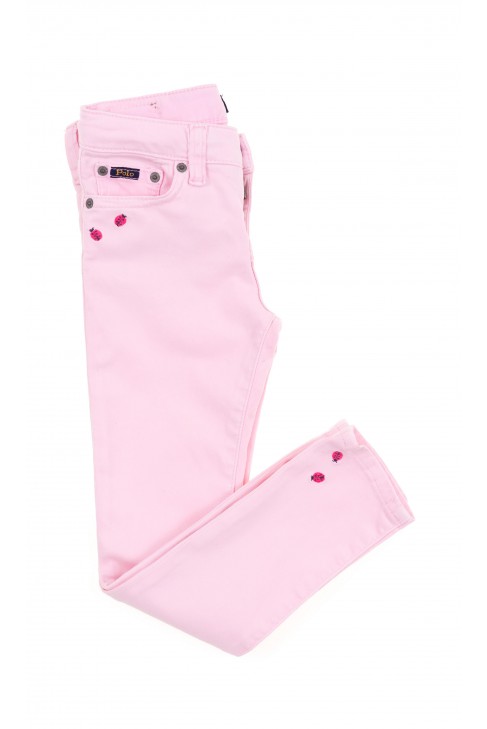 Różowe spodnie dziewczęce super slim, Polo Ralph Lauren