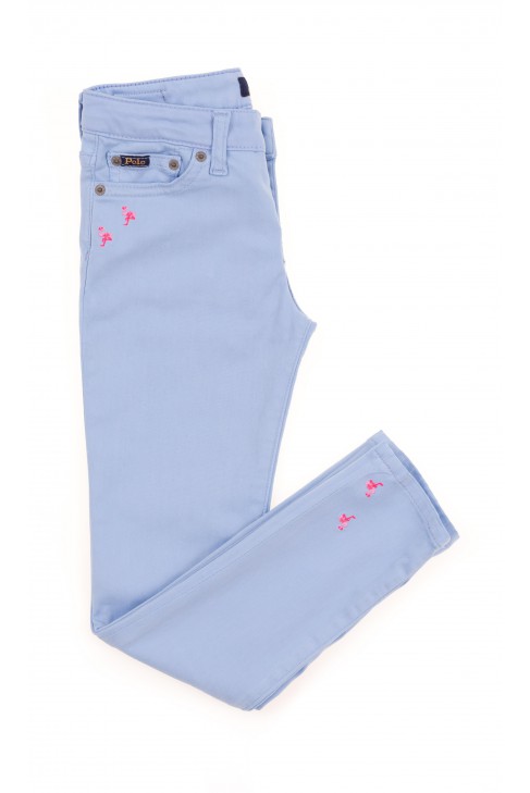 Niebieskie spodnie dziewczęce super slim, Polo Ralph Lauren