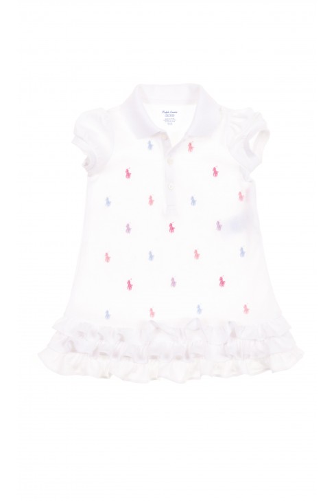 Biała sukienka niemowlęca w koniki, Polo Ralph Lauren