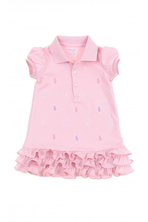 Różowa sukienka niemowlęca w koniki, Polo Ralph Lauren Różowa sukienka niemowlęca w koniki, Polo Ralph Lauren