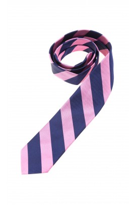 Cravate à rayures diagonales roses et bleu marine pour garcon Polo Ralph Lauren