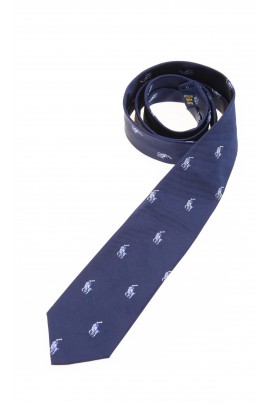 Cravate bleu marine avec des petits chevaux bleus pour garcon Polo Ralph Lauren