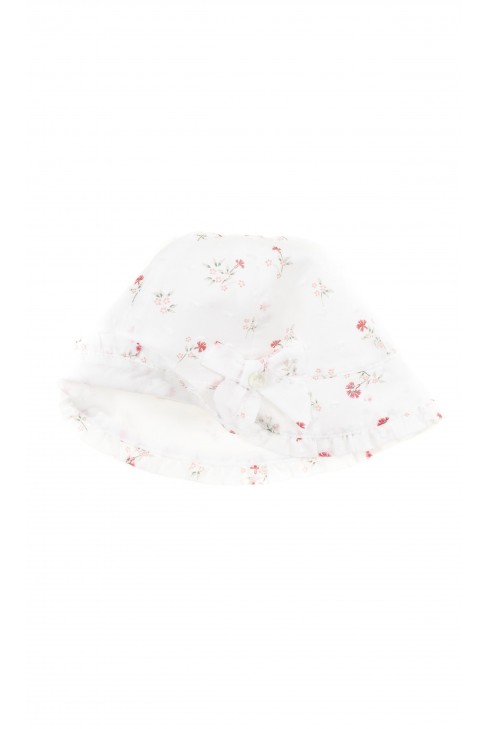 Biały kapelusik niemowlęcy w kwiatki, Tartine et Chocolat