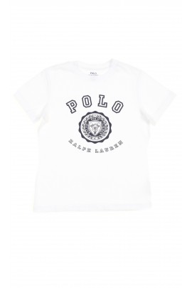 Tee-shirt blanc pour garçon, manche courte, imprimé sur le devant, Polo Ralph Lauren