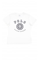 Tee-shirt blanc pour garçon, manche courte, imprimé sur le devant, Polo Ralph Lauren